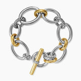 DY Mercer Chain Bracelet in Sterling Silver with 18K Yellow Gold and Diamonds, 25mm