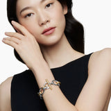 DY Mercer Chain Bracelet in Sterling Silver with 18K Yellow Gold and Diamonds, 25mm