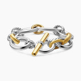 DY Mercer Chain Bracelet in Sterling Silver with 18K Yellow Gold and Diamonds, 25mm