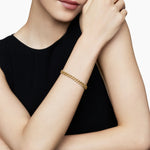 Curb Chain Bracelet in 18K Yellow Gold with Diamonds, 7mm