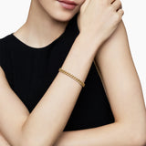 Curb Chain Bracelet in 18K Yellow Gold with Diamonds, 7mm