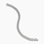 CURB CHAIN BRACELET Sterling Silver with Diamonds, 7mm