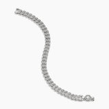 CURB CHAIN BRACELET Sterling Silver with Diamonds, 7mm