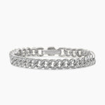 CURB CHAIN BRACELET Sterling Silver with Diamonds, 7mm