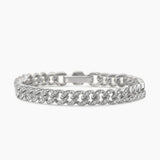 CURB CHAIN BRACELET Sterling Silver with Diamonds, 7mm