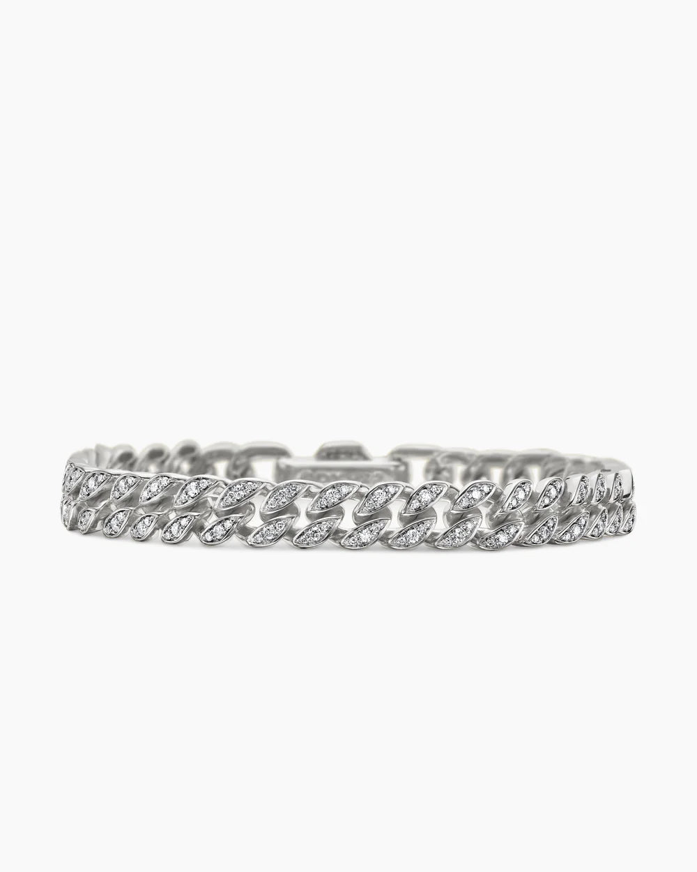 CURB CHAIN BRACELET Sterling Silver with Diamonds, 7mm