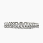CURB CHAIN BRACELET Sterling Silver with Diamonds, 7mm