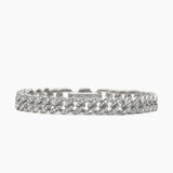 CURB CHAIN BRACELET Sterling Silver with Diamonds, 7mm
