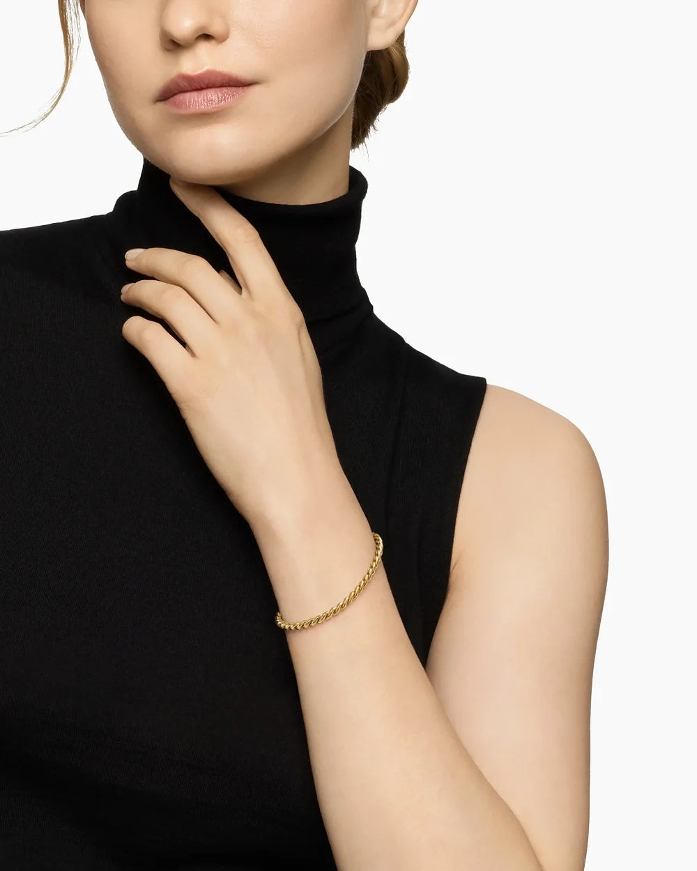 SCULPTED CABLE CHAIN BRACELET 18K Yellow Gold, 3.7mm
