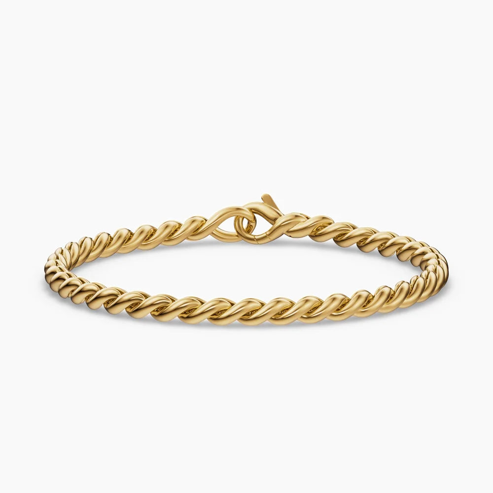 SCULPTED CABLE CHAIN BRACELET 18K Yellow Gold, 3.7mm