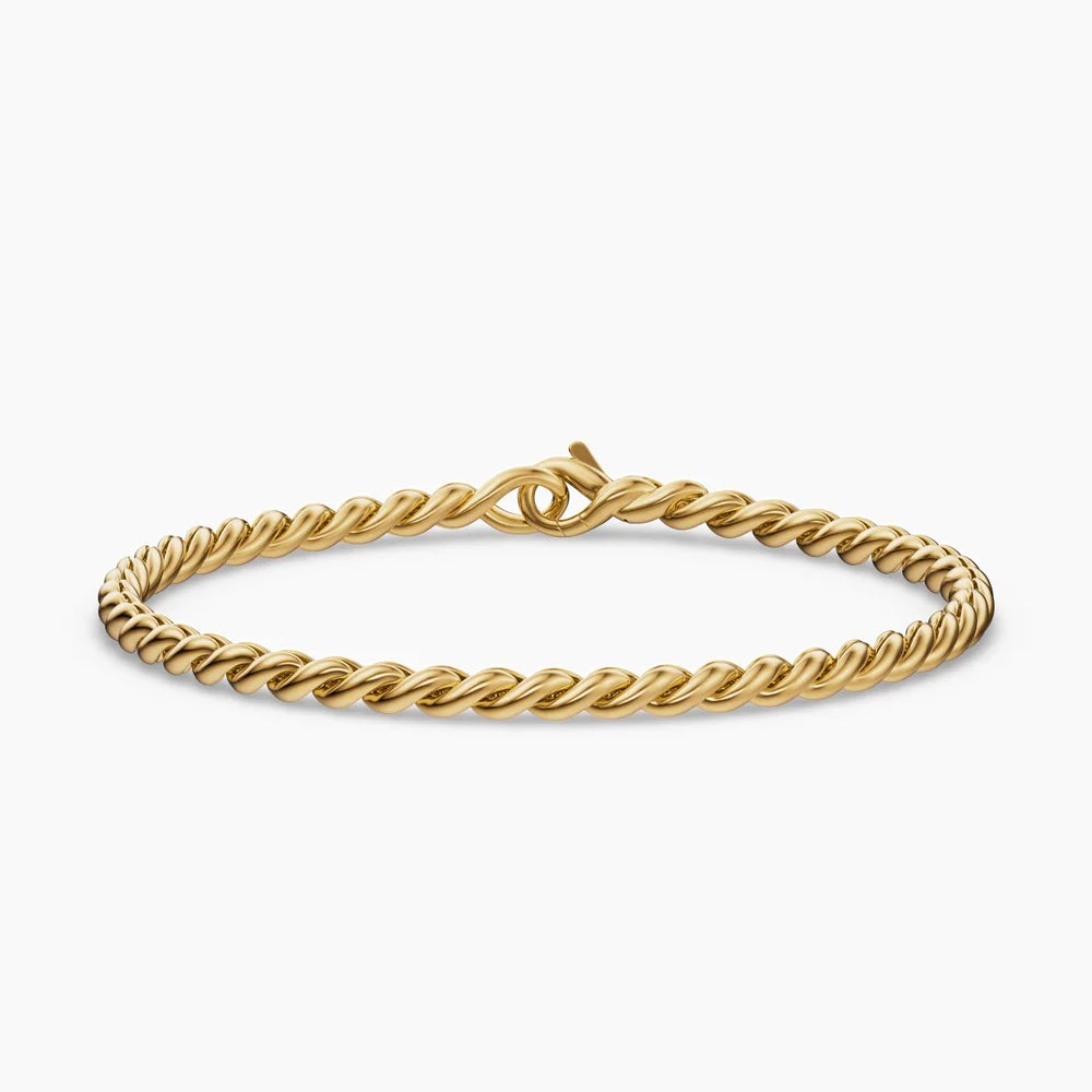 SCULPTED CABLE CHAIN BRACELET 18K Yellow Gold, 3.7mm
