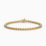 SCULPTED CABLE CHAIN BRACELET 18K Yellow Gold, 3.7mm