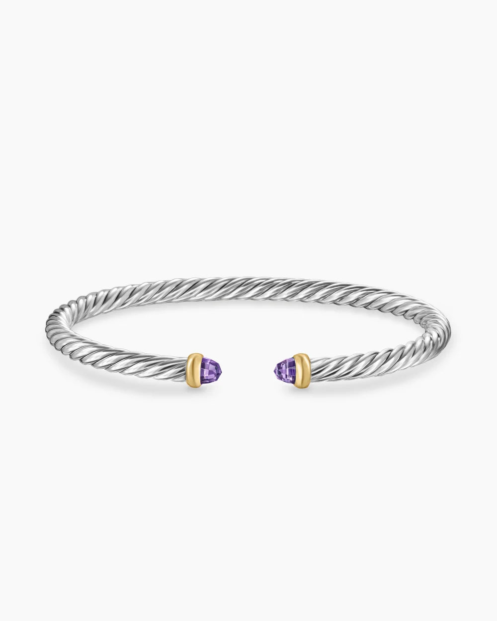 CABLE FLEX® BRACELET Sterling Silver with 14K Yellow Gold and Amethyst, 4mm