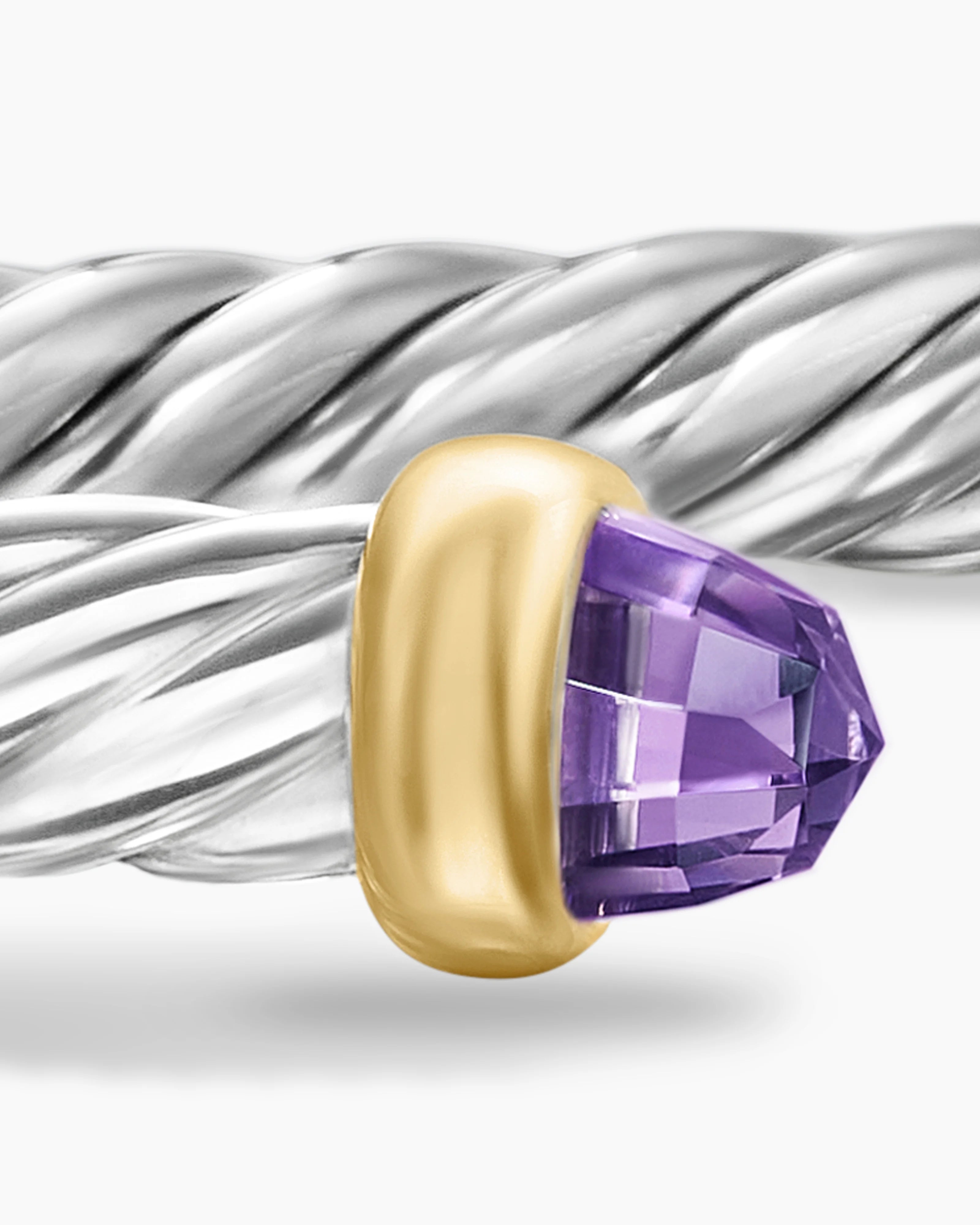 CABLE FLEX® BRACELET Sterling Silver with 14K Yellow Gold and Amethyst, 4mm