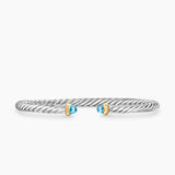 CABLE FLEX® BRACELET Sterling Silver with 14K Yellow Gold and Blue Topaz, 4m