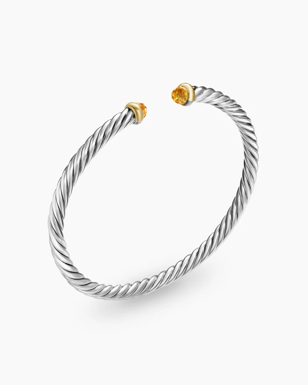 Cable Flex® Bracelet Sterling Silver with 14K Yellow Gold and Citrine, 4mm