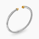 Cable Flex® Bracelet Sterling Silver with 14K Yellow Gold and Citrine, 4mm