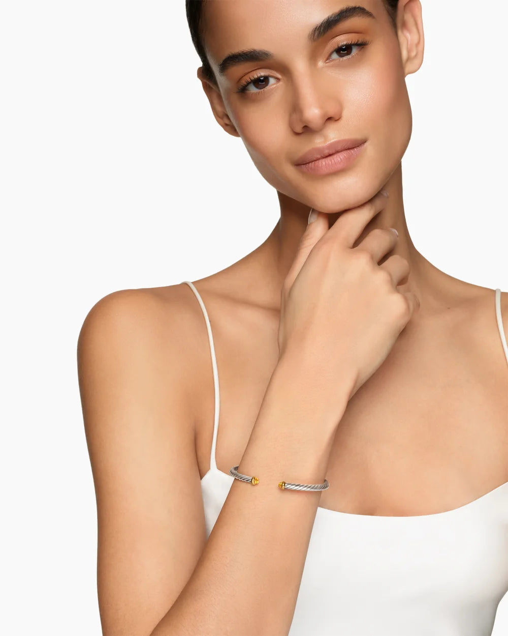 Cable Flex® Bracelet Sterling Silver with 14K Yellow Gold and Citrine, 4mm