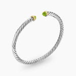 Cable Flex® Bracelet Sterling Silver with 14K Yellow Gold and Peridot, 4mm