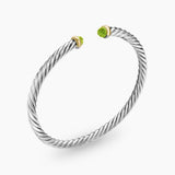 Cable Flex® Bracelet Sterling Silver with 14K Yellow Gold and Peridot, 4mm