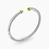 Cable Flex® Bracelet Sterling Silver with 14K Yellow Gold and Peridot, 4mm