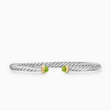 Cable Flex® Bracelet Sterling Silver with 14K Yellow Gold and Peridot, 4mm