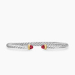 Cable Flex® Bracelet Sterling Silver with 14K Yellow Gold and Rhodolite Garnet, 4mm