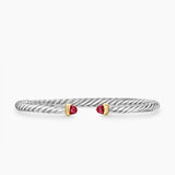 Cable Flex® Bracelet Sterling Silver with 14K Yellow Gold and Rhodolite Garnet, 4mm
