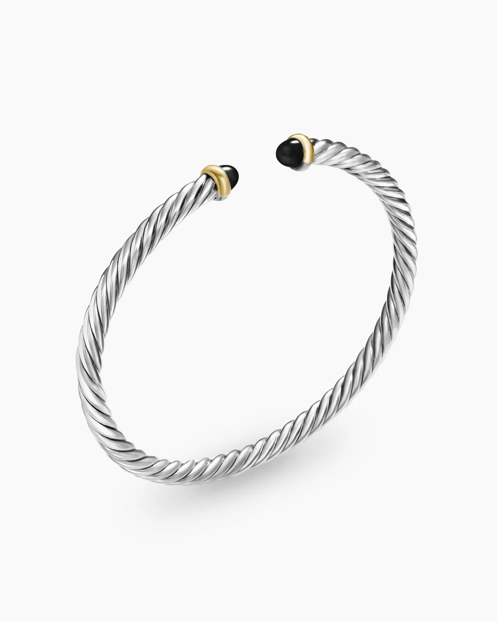 CABLE FLEX® BRACELET Sterling Silver with 14K Yellow Gold and Black Onyx, 4mm