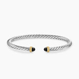 CABLE FLEX® BRACELET Sterling Silver with 14K Yellow Gold and Black Onyx, 4mm