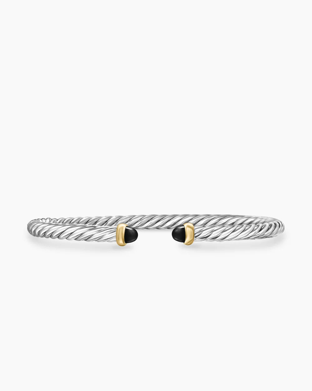 CABLE FLEX® BRACELET Sterling Silver with 14K Yellow Gold and Black Onyx, 4mm