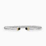 CABLE FLEX® BRACELET Sterling Silver with 14K Yellow Gold and Black Onyx, 4mm