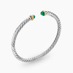Cable Flex® Bracelet Sterling Silver with 14K Yellow Gold and Green Onyx, 4mm