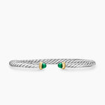 Cable Flex® Bracelet Sterling Silver with 14K Yellow Gold and Green Onyx, 4mm