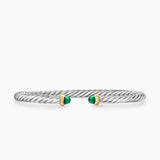 Cable Flex® Bracelet Sterling Silver with 14K Yellow Gold and Green Onyx, 4mm