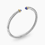 Cable Flex Bracelet in Sterling Silver with 14K Yellow Gold and Lapis Lazuli, 4mm