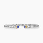 Cable Flex Bracelet in Sterling Silver with 14K Yellow Gold and Lapis Lazuli, 4mm