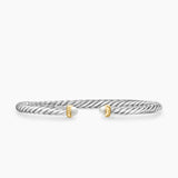 CABLE FLEX® BRACELET Sterling Silver with 14K Yellow Gold and Pearls, 4mm