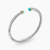 CABLE FLEX® BRACELET Sterling Silver with 14K Yellow Gold and Turquoise, 4mm
