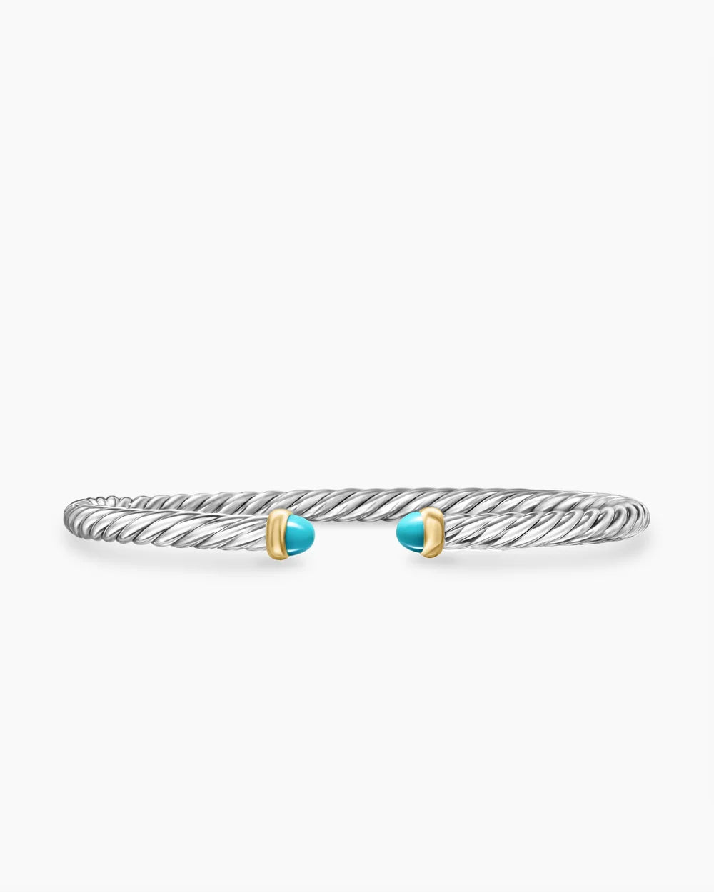 CABLE FLEX® BRACELET Sterling Silver with 14K Yellow Gold and Turquoise, 4mm