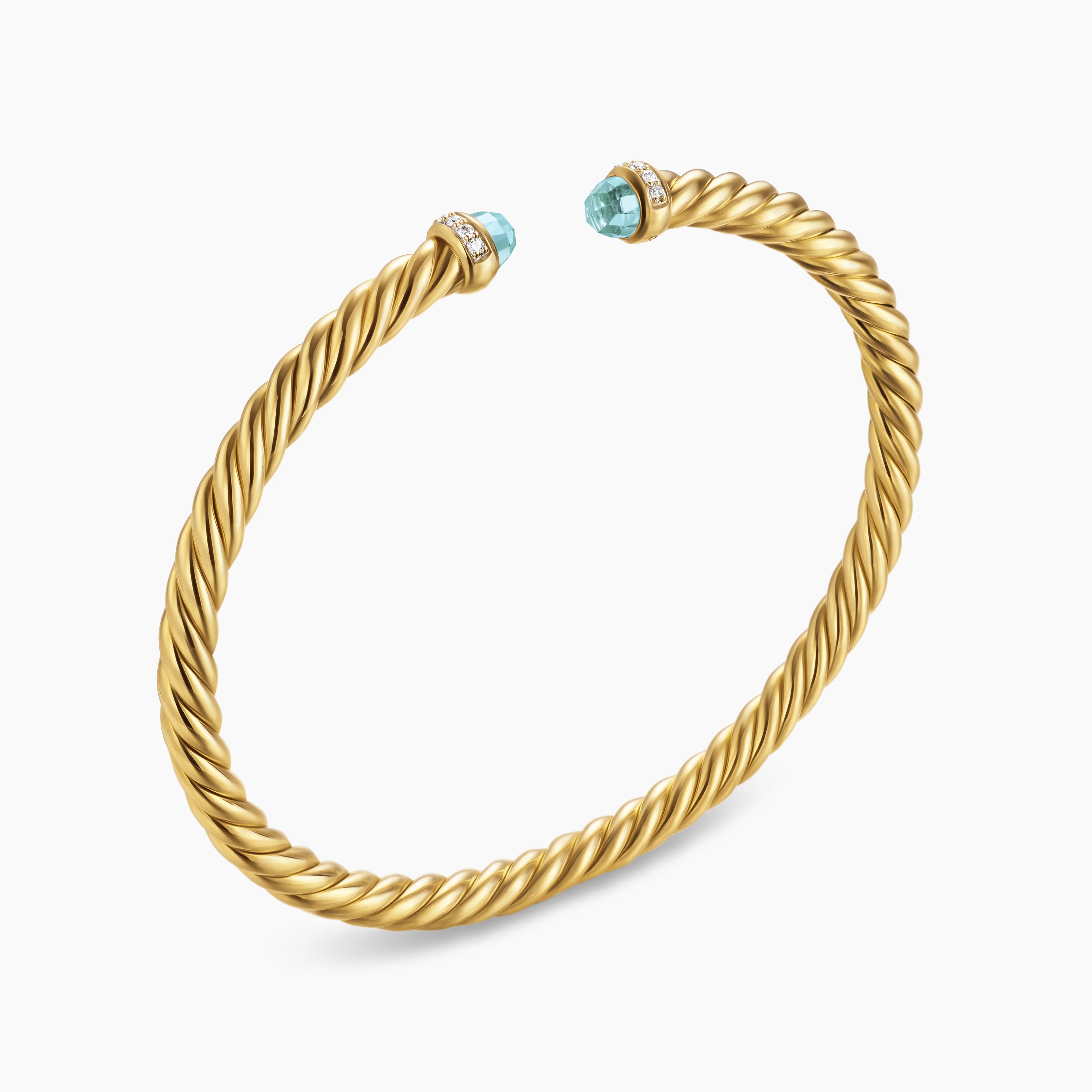 Cablespira® Flex Bracelet 18K Yellow Gold with Aquamarine and Cablespira® Flex Bracelet 18K Yellow Gold with Aquamarine and