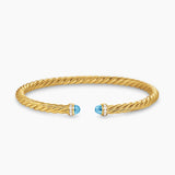 CABLESPIRA® FLEX BRACELET 18K Yellow Gold with Blue Topaz and Diamonds, 4mm