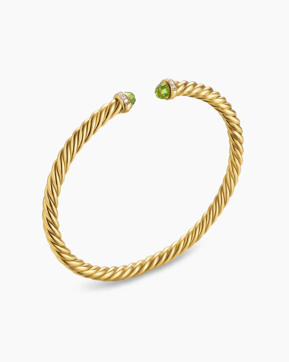 Cablespira® Flex Bracelet 18K Yellow Gold with Peridot and Diamonds, 4mm