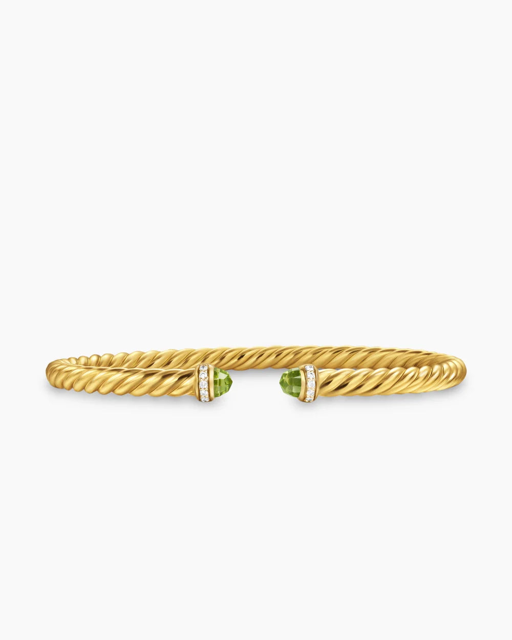 Cablespira® Flex Bracelet 18K Yellow Gold with Peridot and Diamonds, 4mm