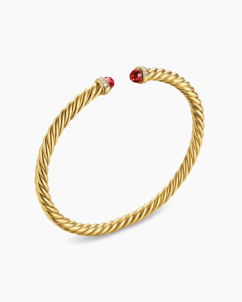 Cablespira® Flex Bracelet 18K Yellow Gold with Rhodolite Garnet and Diamonds, 4mm