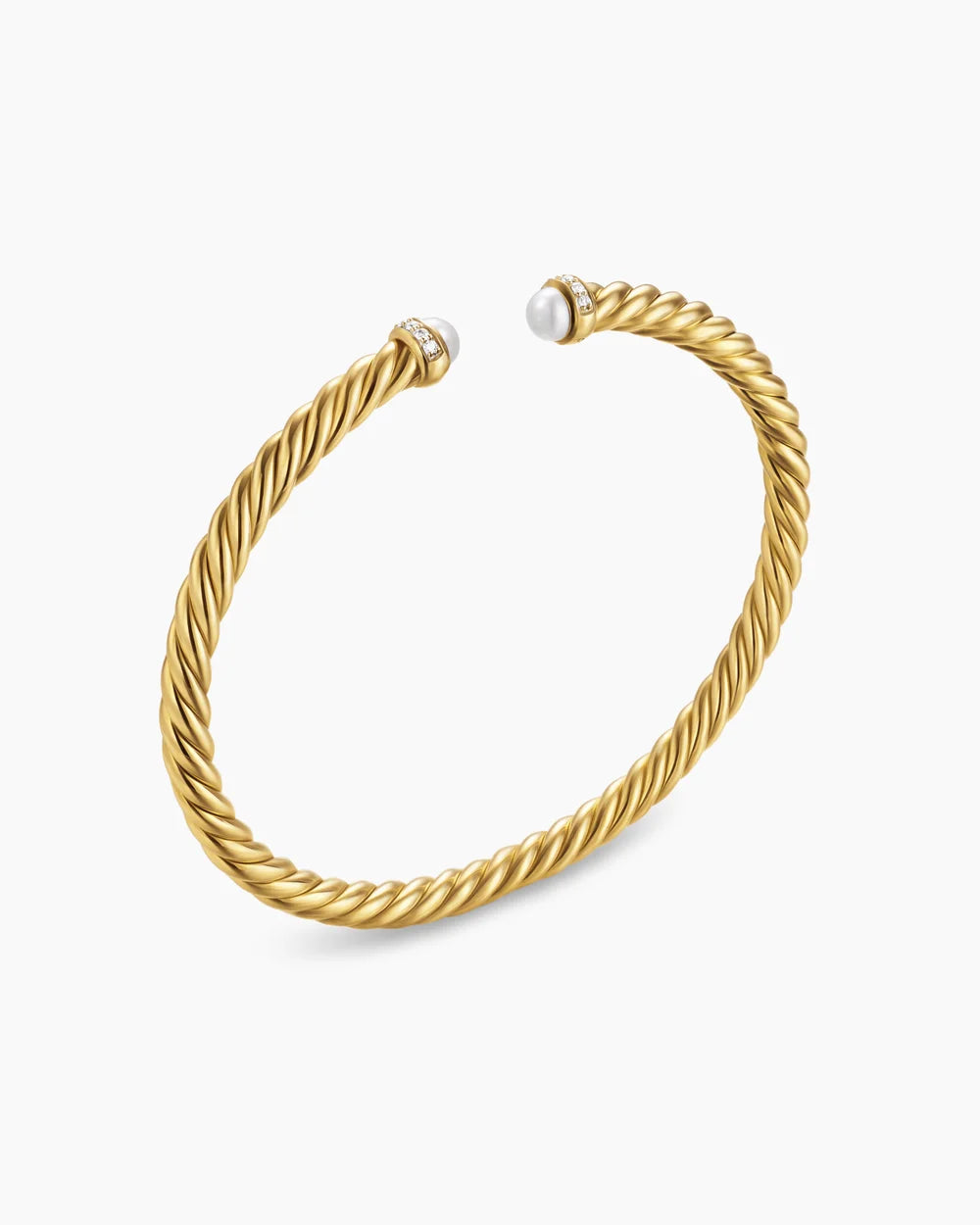 Cablespira® Flex Bracelet 18K Yellow Gold with Pearls and Diamonds, 4mm