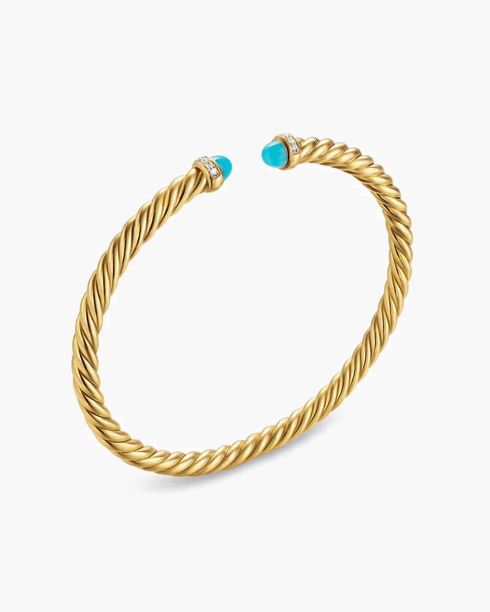 Cablespira® Flex Bracelet 18K Yellow Gold with Turquoise and Diamonds, 4mm