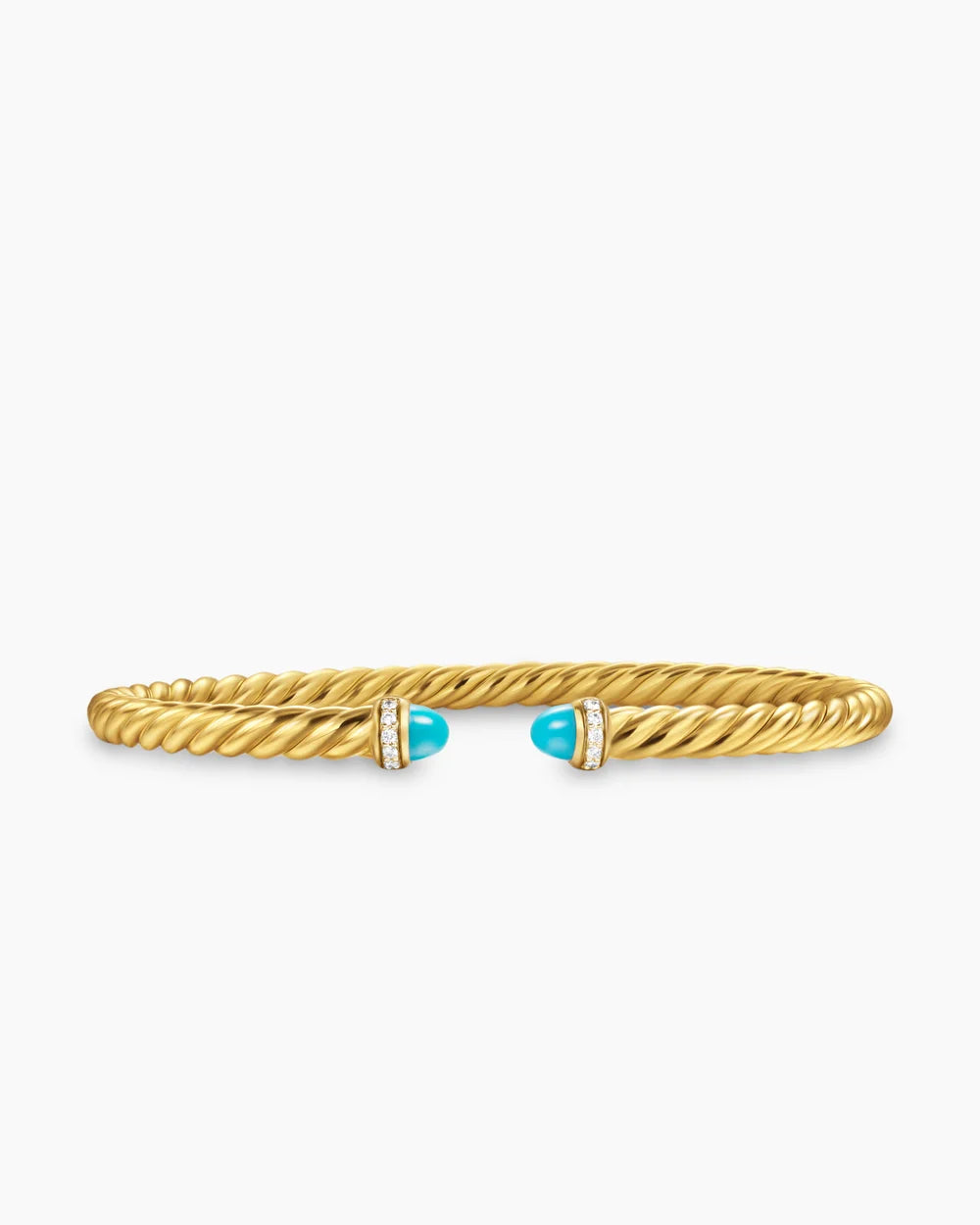 Cablespira® Flex Bracelet 18K Yellow Gold with Turquoise and Diamonds, 4mm