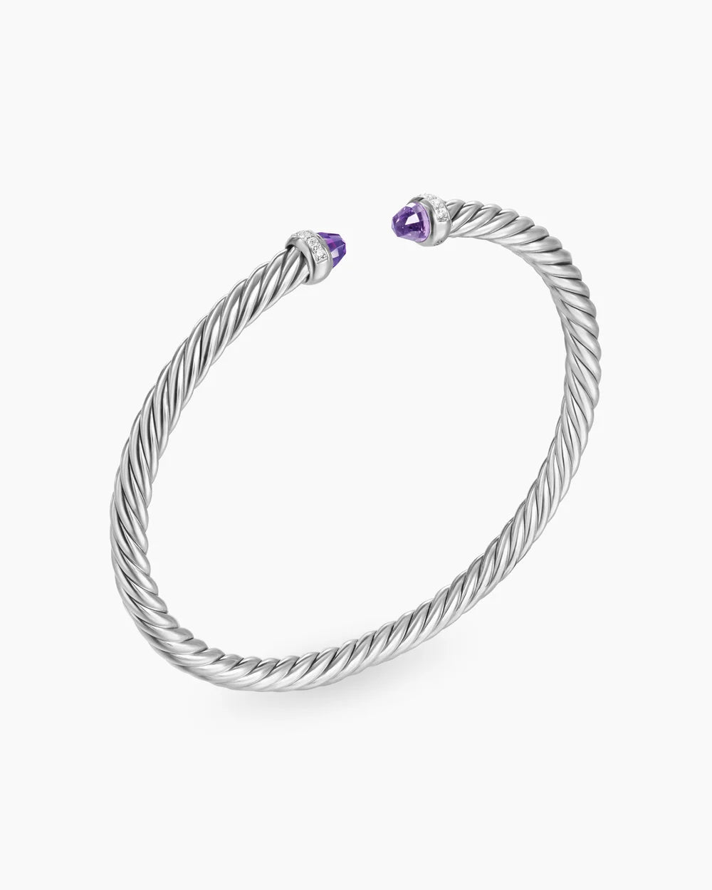 Cable Flex® Bracelet Sterling Silver with Amethyst and Diamonds, 4mm