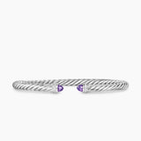 CABLE FLEX BRACELET Sterling Silver with Amethyst and Diamonds, 4mm
